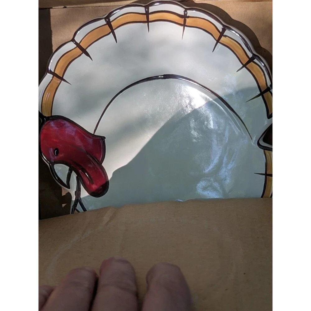 Pottery Barn Gobble Turkey Salad Dessert Plates 3 PC Thanksgiving Fall Harvest